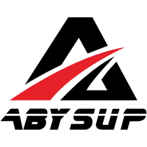 Red curved path against a black background, creating a simple abstract design.